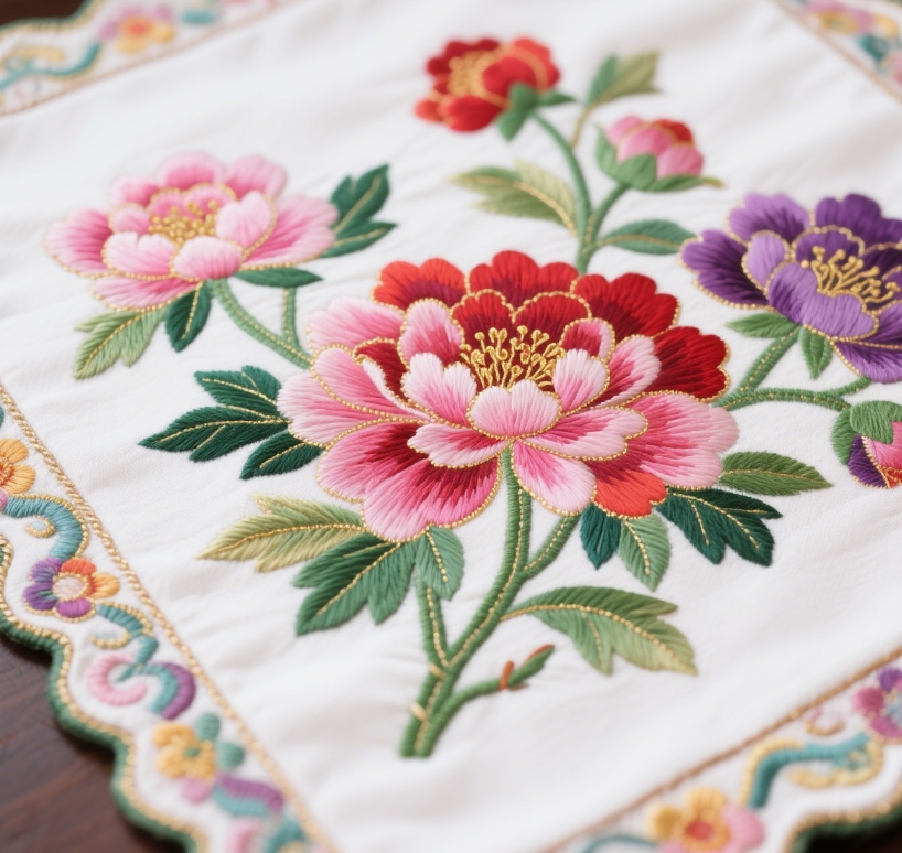 Accessoire thé brodé à la main