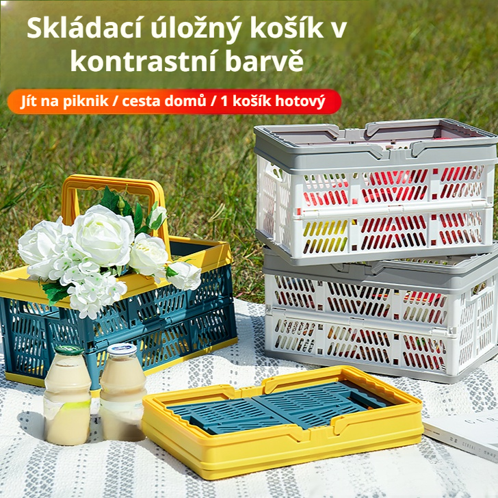 Skládací multifunkční nákupní úložný koš