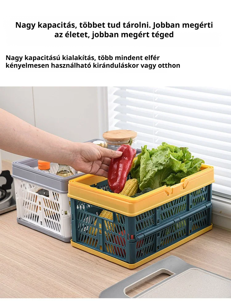 Tároló bevásárlókosár összecsukva kis helyen