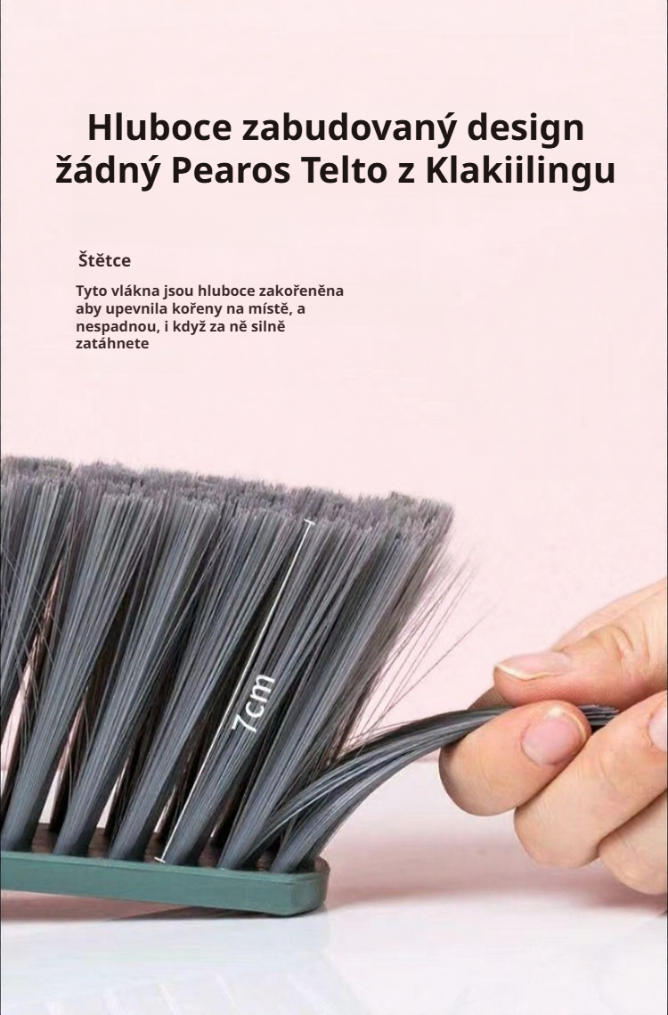 Smeták s dlouhou rukojetí při čištění postele