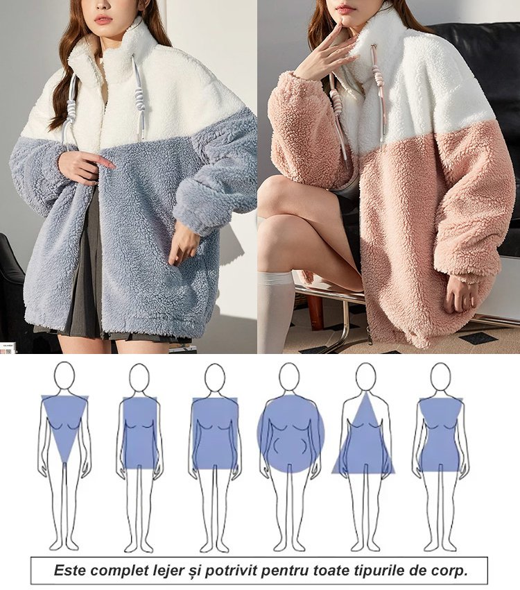 O haină din lână de miel în două culori