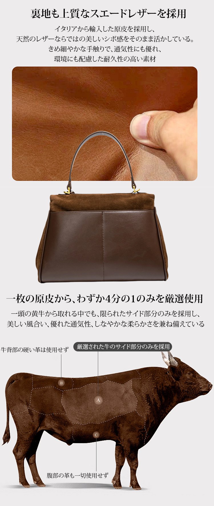 おしゃれなレディーススエードバッグの詳細