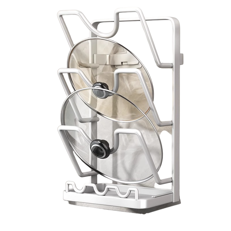 Wandmontiertes Topfdeckel- und Schneidebrettregal, stanzfrei