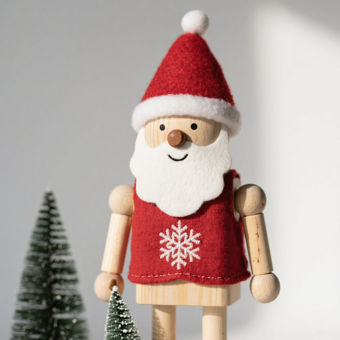 Títere de madera de Navidad con diseño festivo