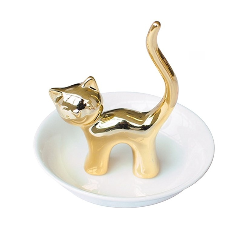 Ceramic curved cat craft ornaments