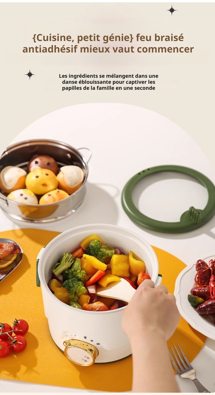 Préparation de petit-déjeuner avec la mini cuisinière électrique