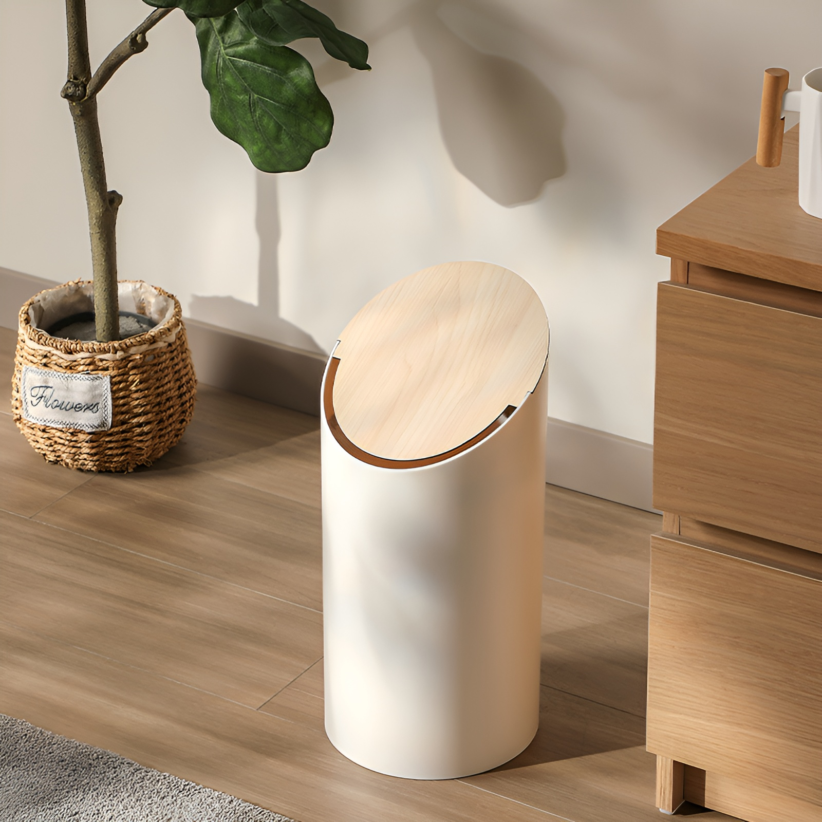 ゴミ箱 おしゃれ 8L ゴミ箱 ふた付き ダストボックス ふた付きゴミ箱 北欧 スリム ゴミ箱 袋が見えない ゴミ箱白 角型 キッチン リビング 洗面所 ゴミ箱 小さい