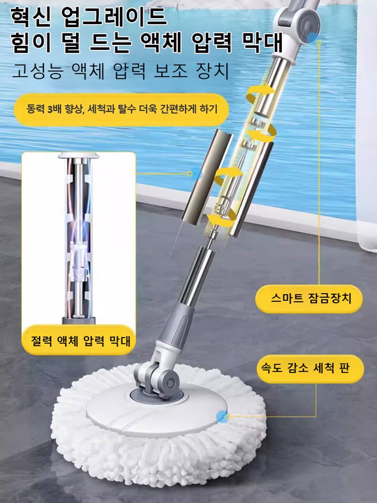 【부유 회전】손 세탁이 필요 없는 대걸레+탈수통 세트