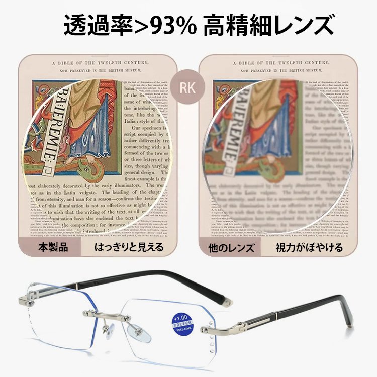 ダイヤモンドカットリムレス老眼鏡