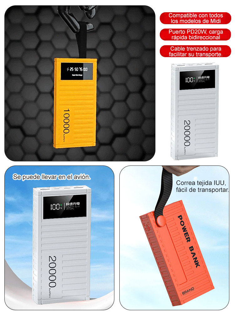 【20000mAh contenedor】Nuevo modelo de banco de energía con carga rápida súper de 66W