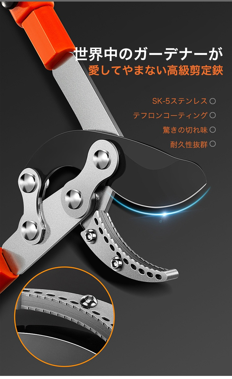 伸縮式剪定鋏の全体画像