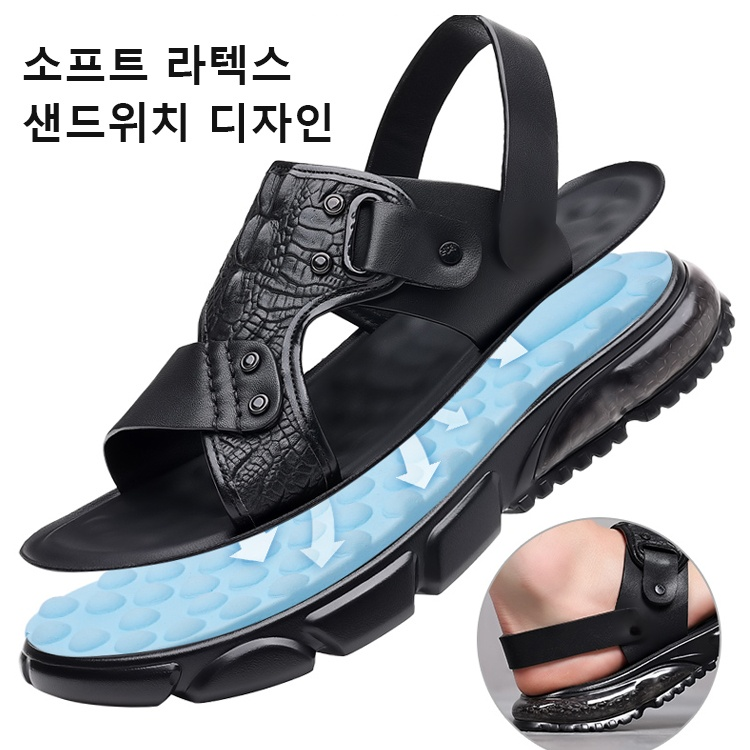 패션 악어 가죽 캐주얼 남성 샌들