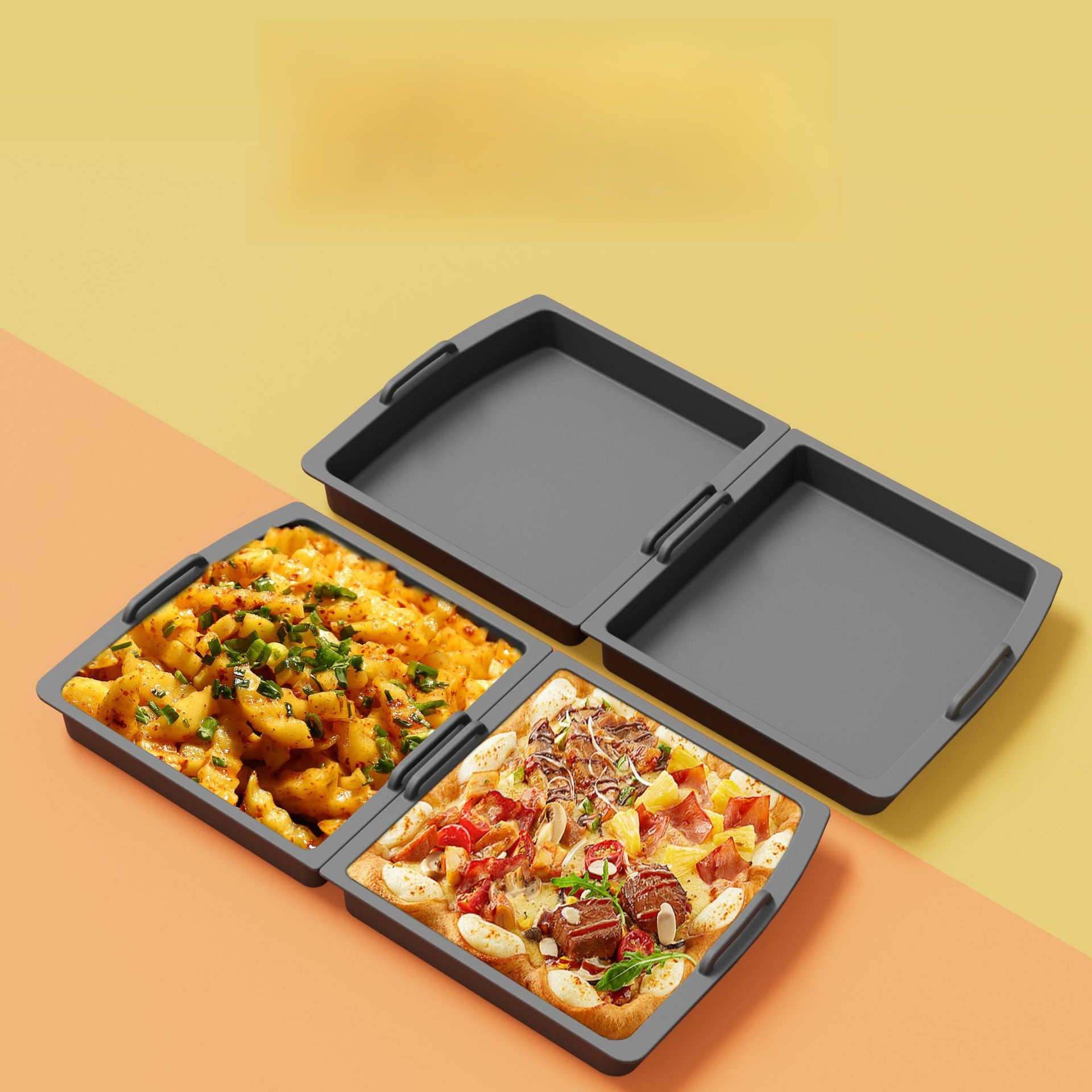 Pizza Zwei-in-Eins Silikon Backform – doppelte Pizzaform für den Ofen