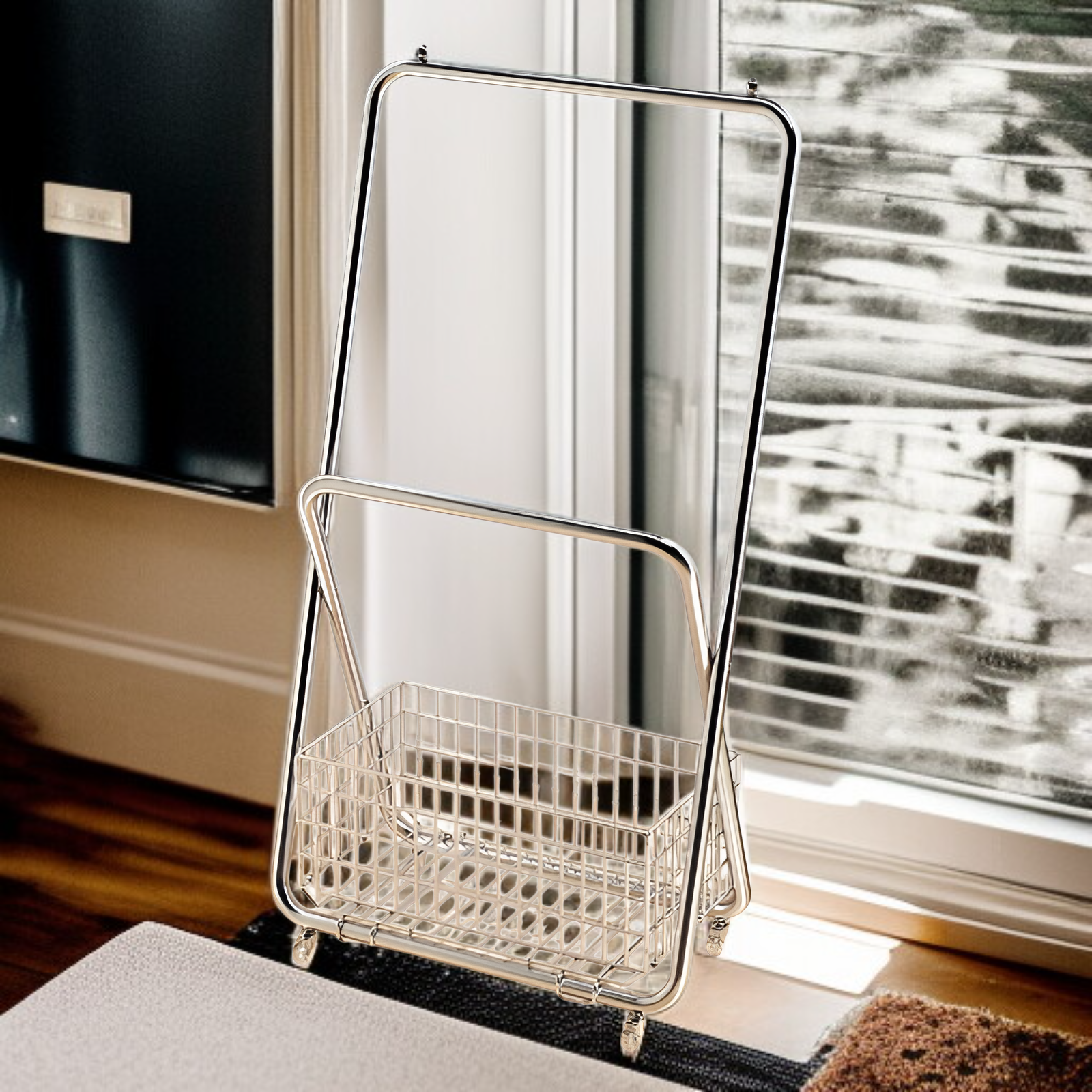 床置き洋服ラック フロアベッドルームコートラック 厚みのある金属製 キャスター付き バルコニー洋服ラック フレーム付き