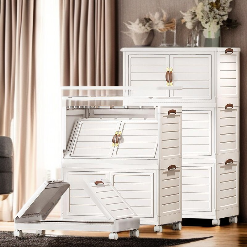 Folding storage cabinet storage box home bedroom clothing kitchen storage cabinet toy plastic double
