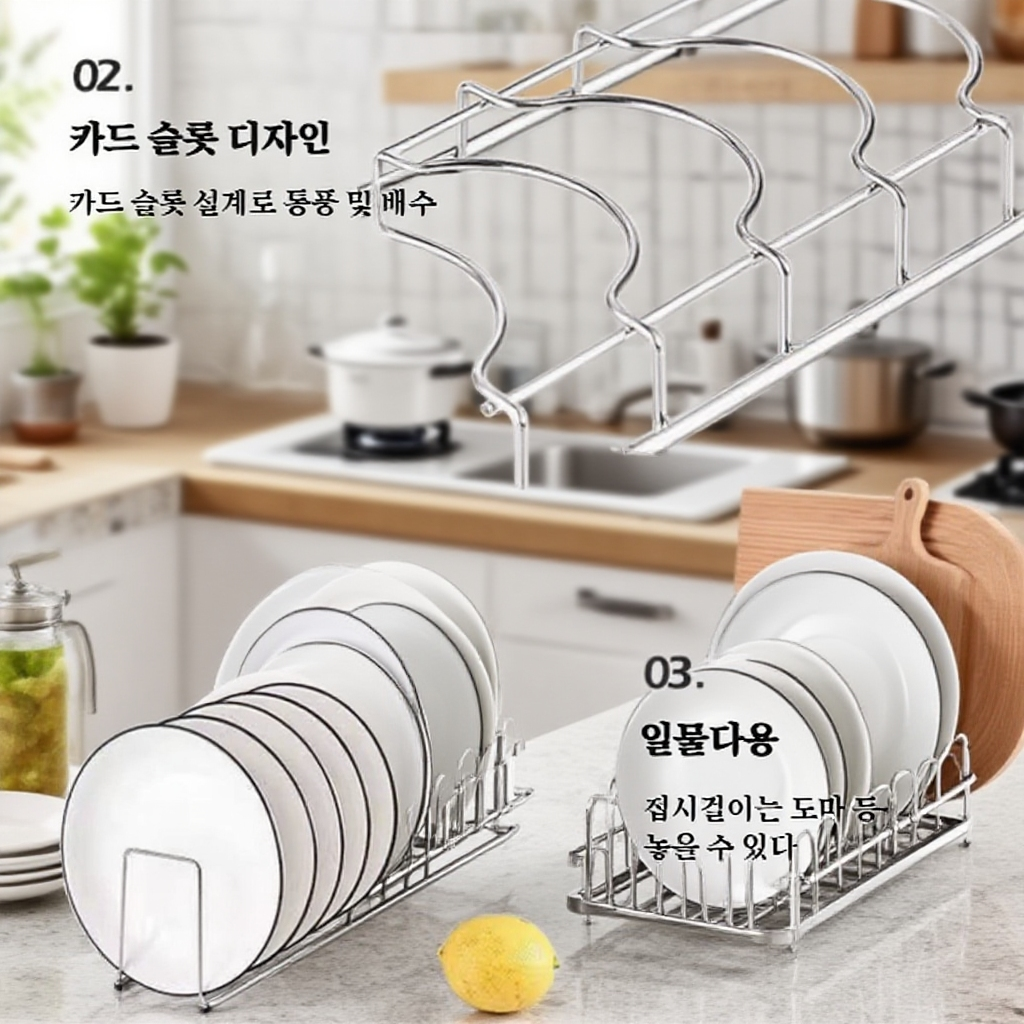 탁상 주방선반 수납선반 스텐수납접시 그릇접시 면접시 수납접시