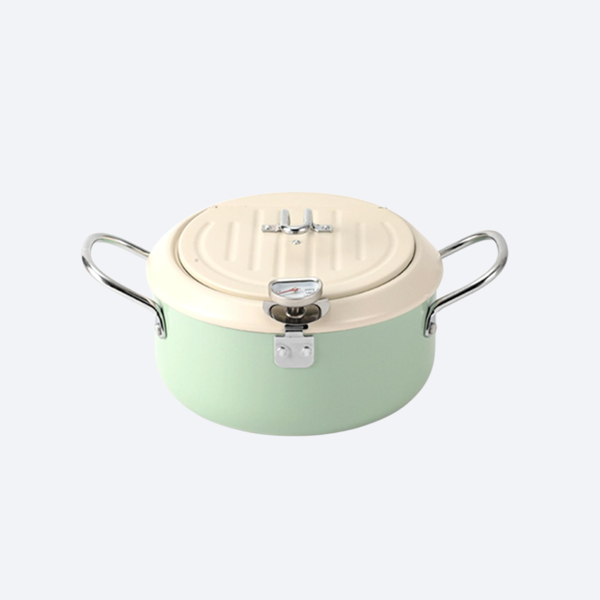 Flip ceramic frying pan with thermometer