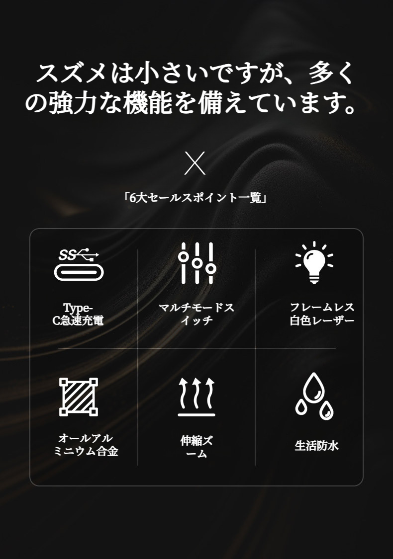 高輝度LEDライト搭載の懐中電灯