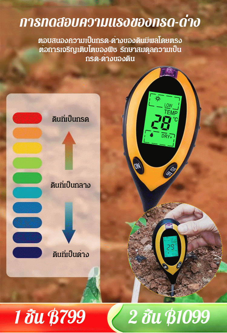เครื่องวัดดินอเนกประสงค์แบบ 4 อิน 1 