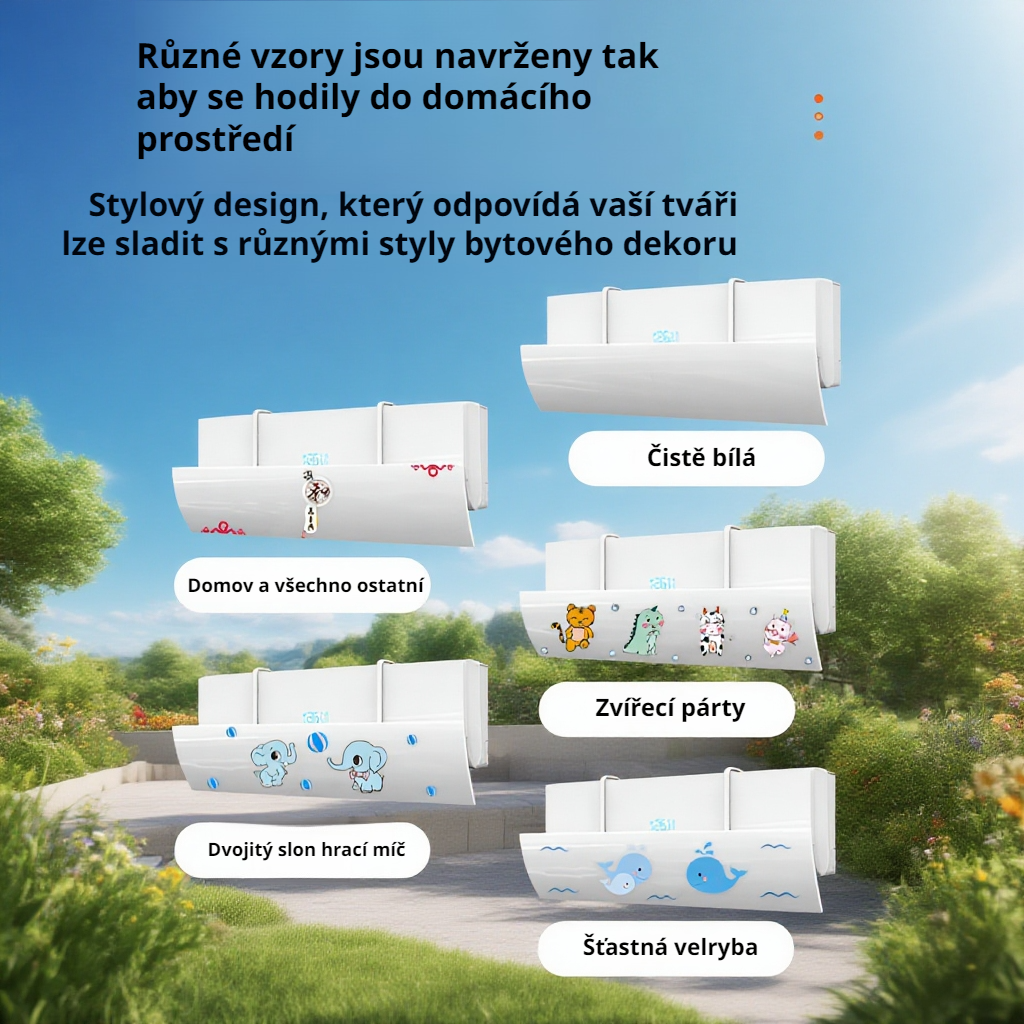 Nastavitelný deflektor vzduchu pro klimatizaci, bez nutnosti instalace