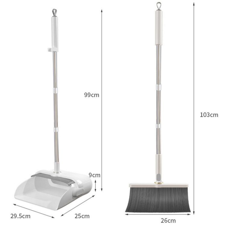 完璧な家庭用ほうきちりとりセット 太くなった長い柄の柔らかい毛の多機能掃除用具