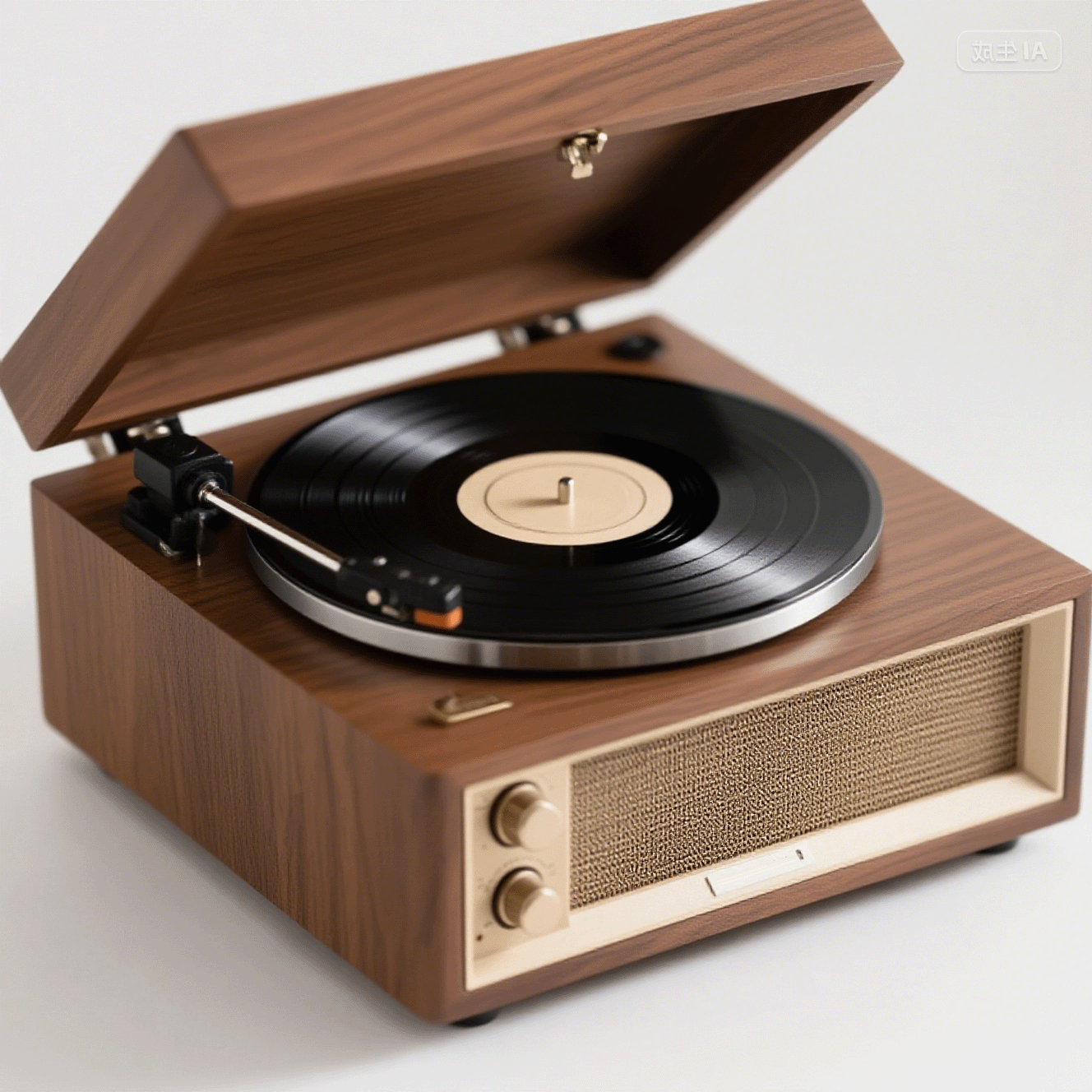 Tömörfa retró bakelitlemez-lejátszó