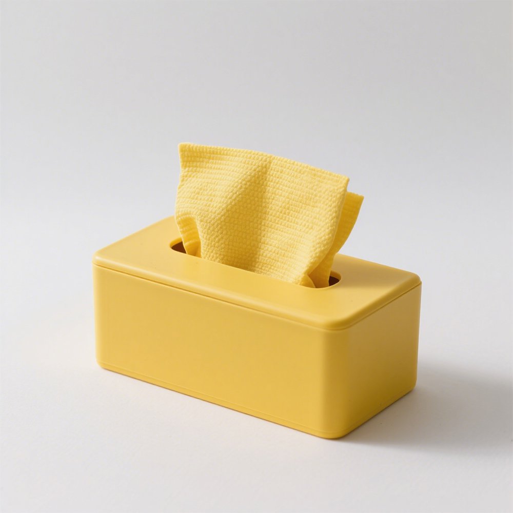 黄色のティッシュボックス正面写真