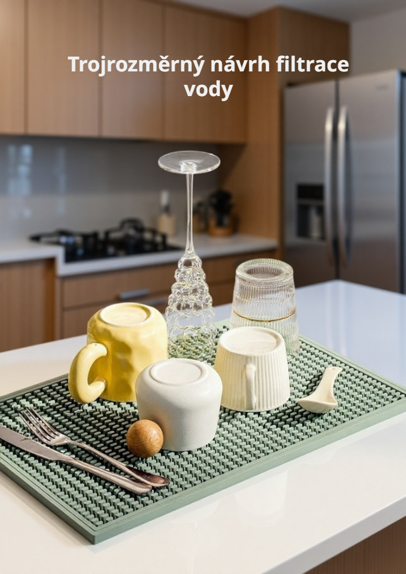 Detail odvodňovací struktury silikonové podložky