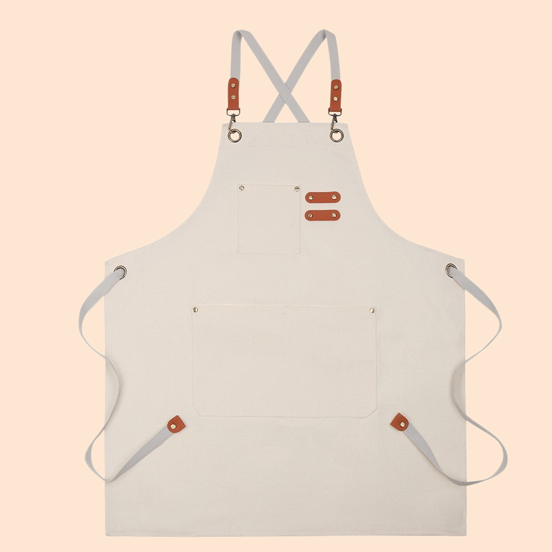 앞치마 캔버스 주방 방수 앞치마 작업 앞치마 두껍고 내마모성 편안하고 통기성이 좋고 부드럽습니다