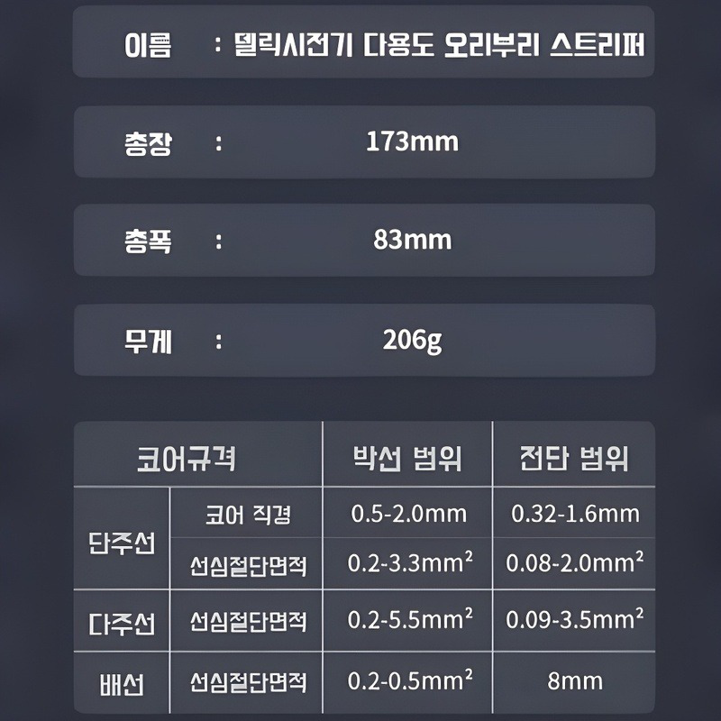 전기공전용 스트리퍼 다기능 공업급 전선다이얼플라이어 퀵압선공구 스트리퍼 공구함