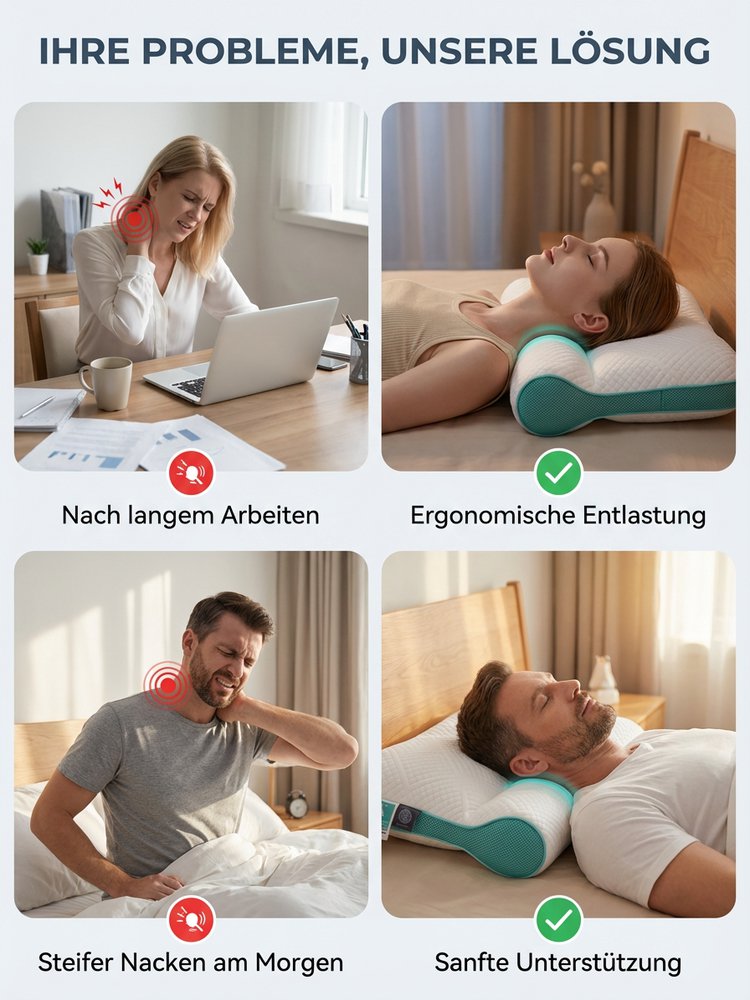 Verbessertes Nackenkissen für komfortablen Schlaf mit Daunenfüllung.