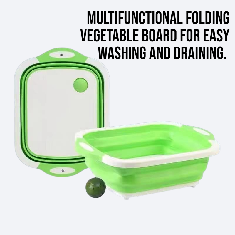 Folding vegetable board for washing vegetables and draining water