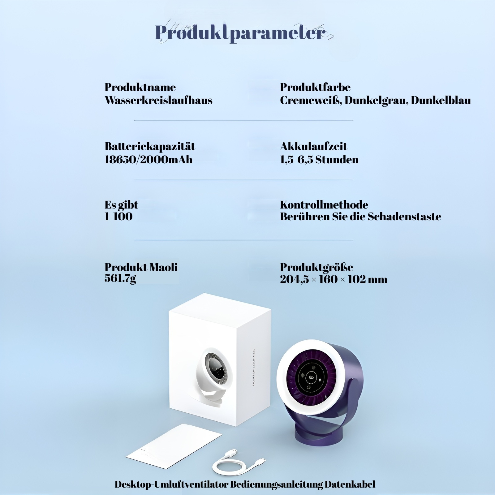 2025 neuer Desktop-Wandventilator mit Turbinen-Umwälzventilator, wiederaufladbarer Desktop-Ventilato
