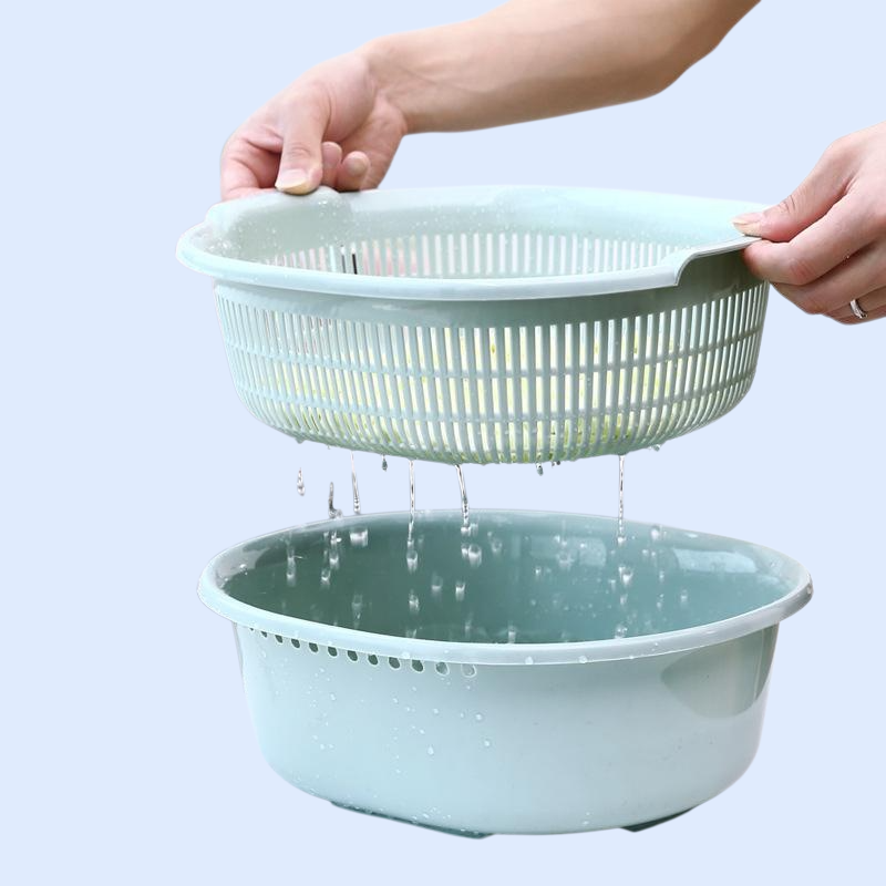 고급형 이중 채반 대형 물빠짐 바구니