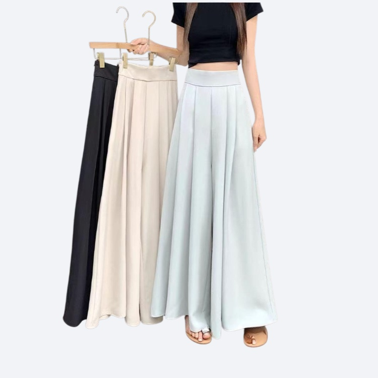 Thin pleated wide leg pants skirt