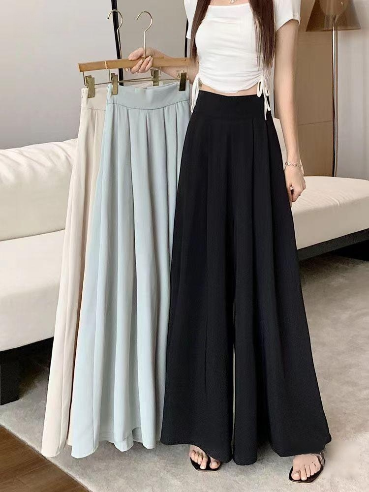 와이드 팬츠 스커트 핏이 날씬해 보이는 스커트 트렌디 하이웨이스트 오버사이즈 플리츠 캐주얼 여성 봄 원피스