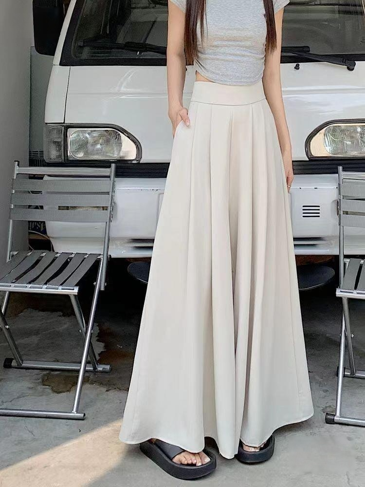 여성용 봄 시즌 와이드 팬츠 스커트 패션 이미지