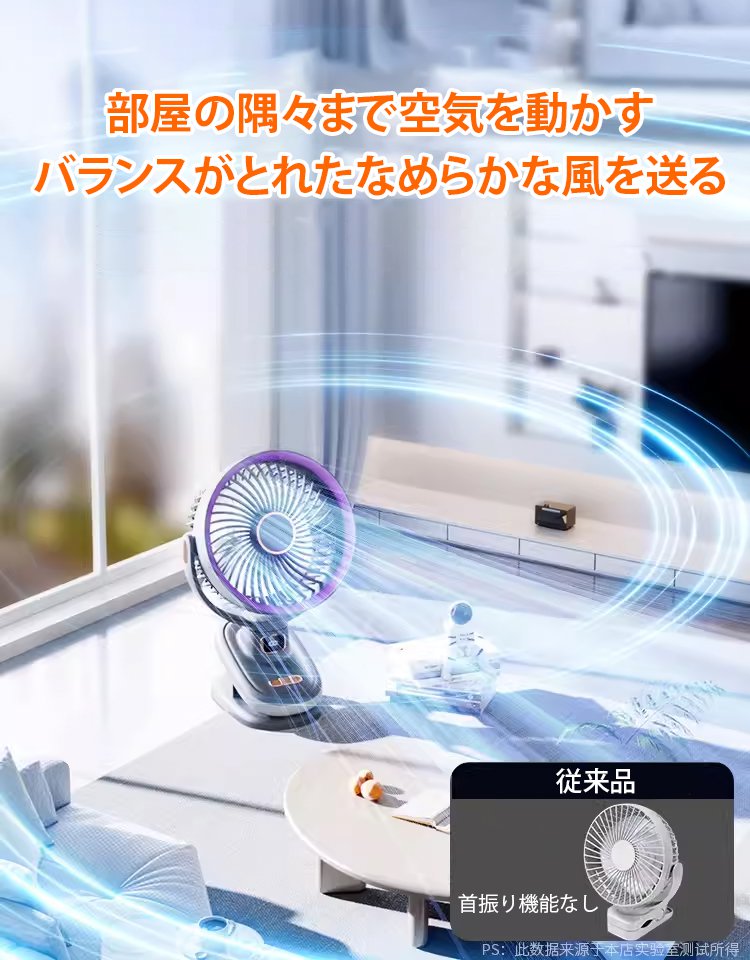 ポータブルクリップ式扇風機