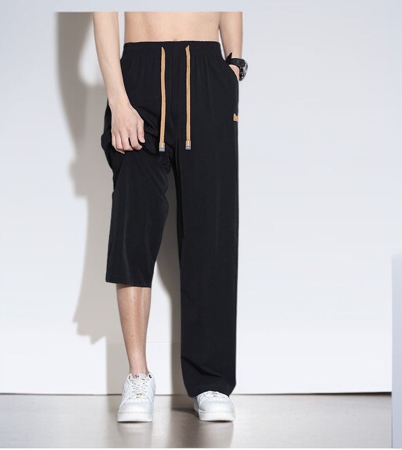 남자 여름 얇은 아이스 트레이닝 팬츠 와이드 일자 캐주얼 팬츠 속건 와이드 아이스 팬츠