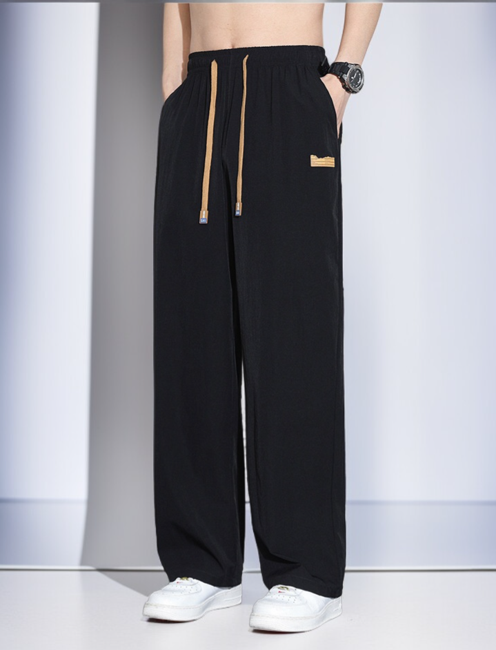 남자 여름 얇은 아이스 트레이닝 팬츠 와이드 일자 캐주얼 팬츠 속건 와이드 아이스 팬츠