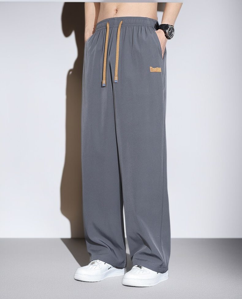 남자 여름 얇은 아이스 트레이닝 팬츠 와이드 일자 캐주얼 팬츠 속건 와이드 아이스 팬츠