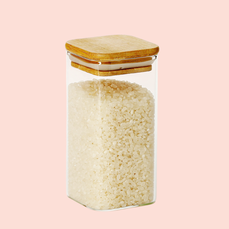 Transparent Square Glass Storage Jar