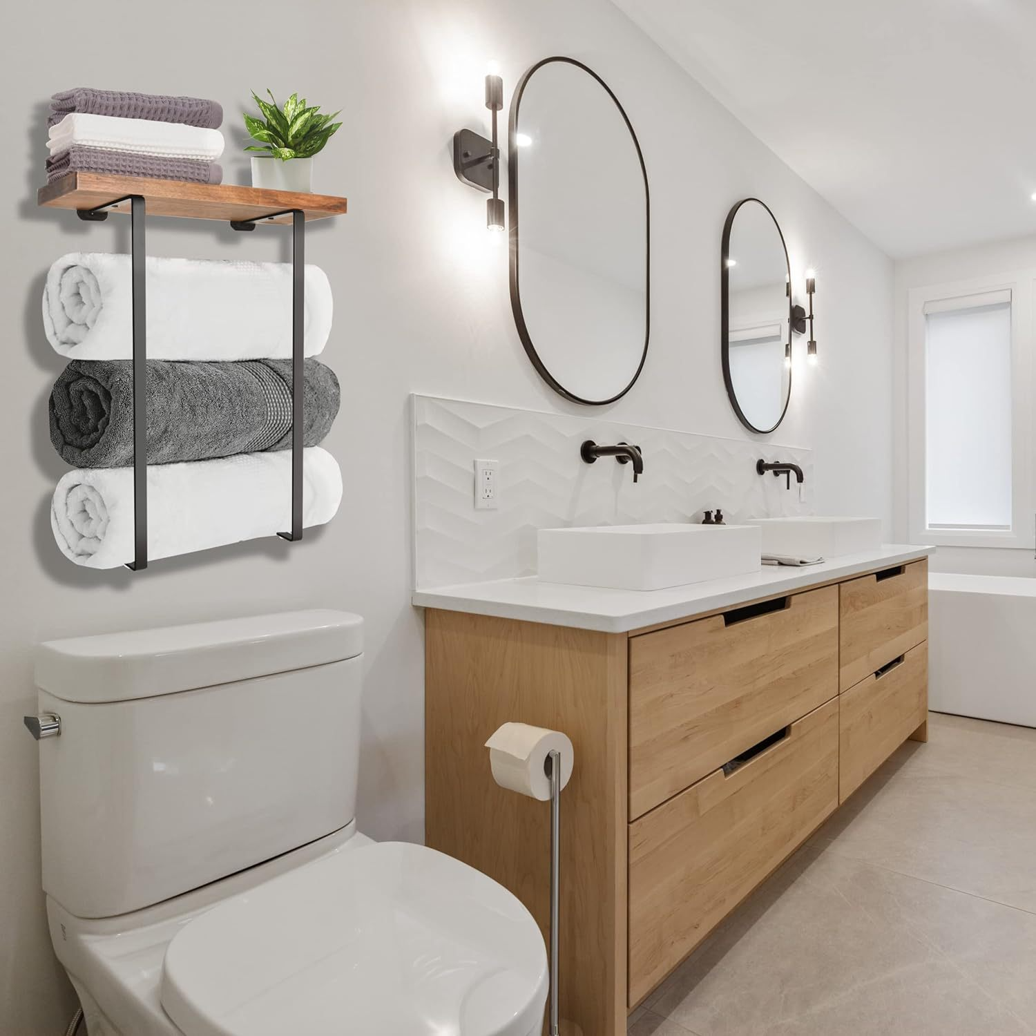 더블 스틱 구조의 수건걸이 근접 사진