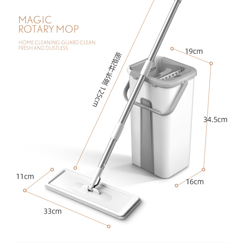 家庭用ハンドフリーフラットモップドライ＆ウェットレイジーモップ