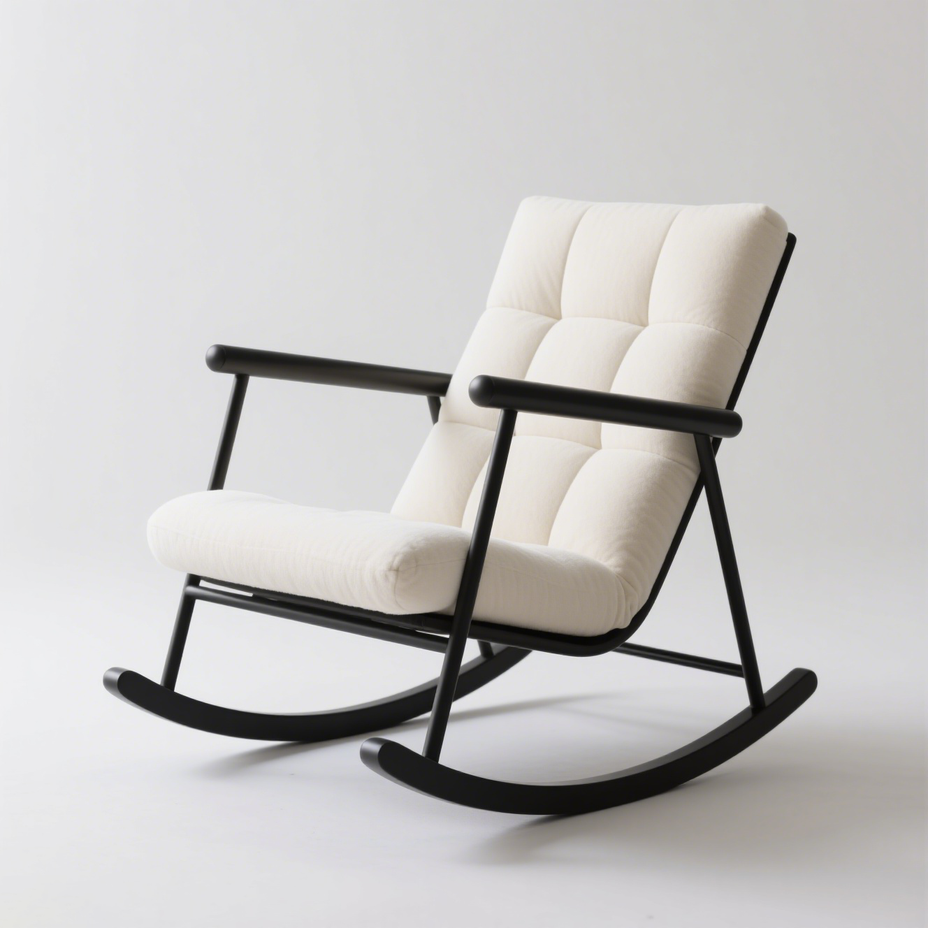 Silla mecedora cómoda con tapizado suave y estructura de acero inoxidable