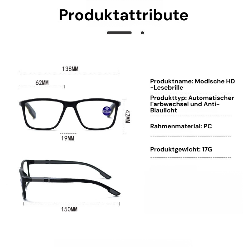 Rutschfeste, blaulichtblockierende Lesebrille