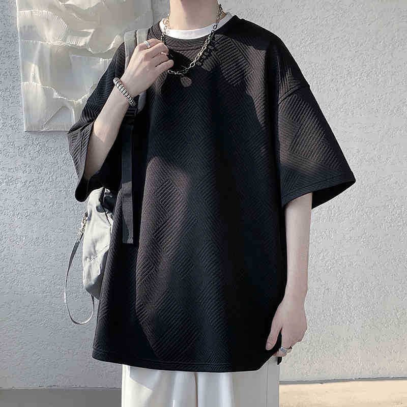 300gアメリカンワッフルヘビーウェイトメンズ夏用Tシャツ、半袖、ビッグサイズ、プラスサイズ、五分袖メンズウェア