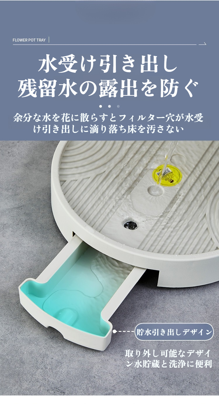 ローラー水トレイの底面デザイン