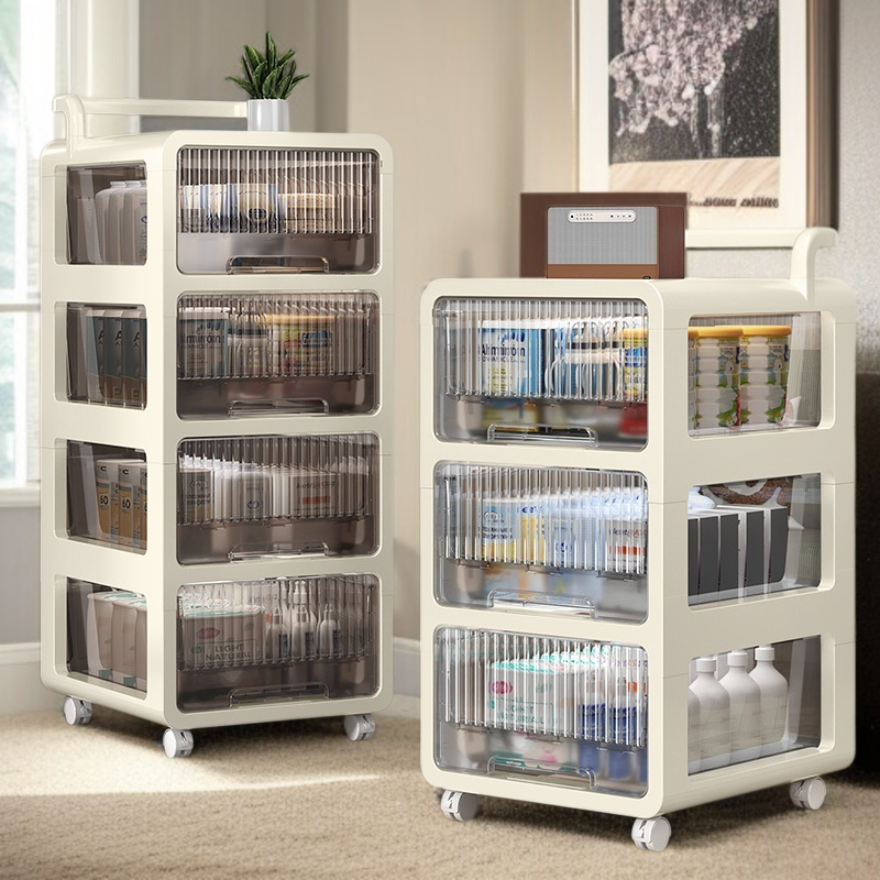 가정용 이동식 선반 다층 속옷 수납 선반 이동식 카트 서랍형 수납장 방진 이동식 선반