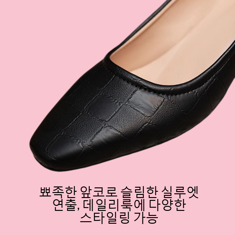 단색 굽이 낮은 뾰족한 단화